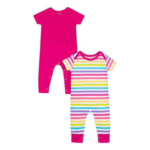 Little Star Infant Girl's 2-Pack Rompers, Size Newborn - 24 Months, 100% Cotton