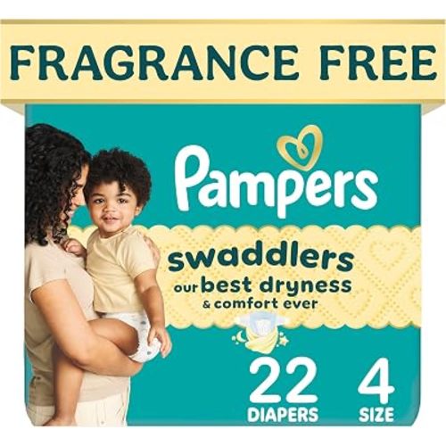 Swaddlers Diapers, Size 4 (15-34 lbs), 22 Count, Absorbent, Keeps Baby Dry and Comfortable, Pediatrician Recommended Skin Safe Disposable Baby Diaper