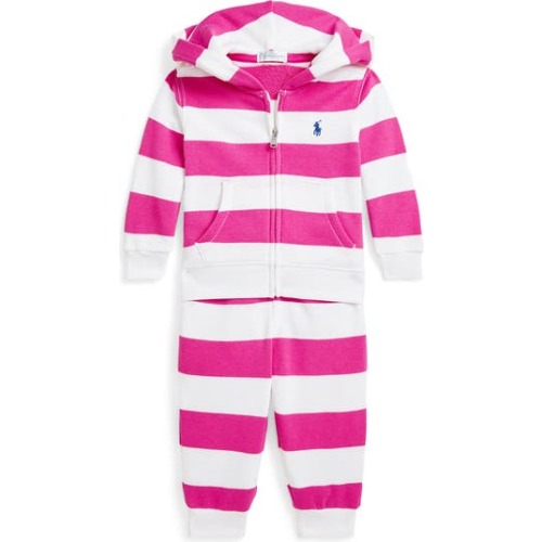 Stripe French Terry Zip Hoodie & Joggers Set