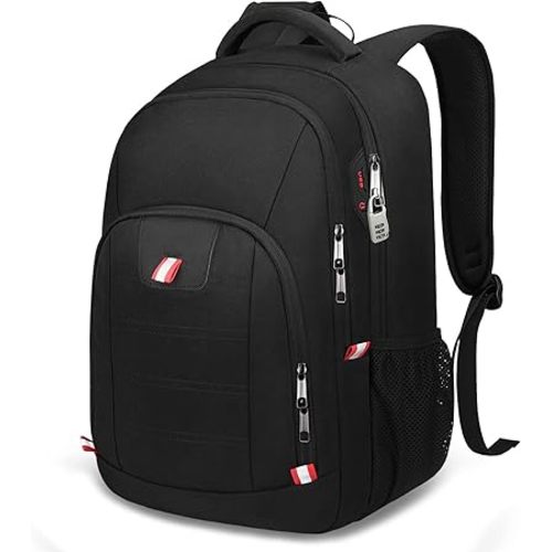 Travel Laptop Backpack, Black Backpack for Men and Women with USB Slit Business Computer Back Pack (Black, 15.6 Inch)