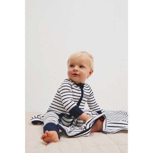 Navy Organically Grown Cotton Stripe Rib Jumpsuit - Jumpsuits & Bodysuits | Country Road