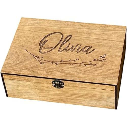 Wooden Keepsake Memory Decorative Box - Personalized Christmas Gift for Wedding, Men, Mens, Kids for Keep Memories for Him Her Boyfriend Girlfriend Brother Sister Best friends Couple, Bride, Groom