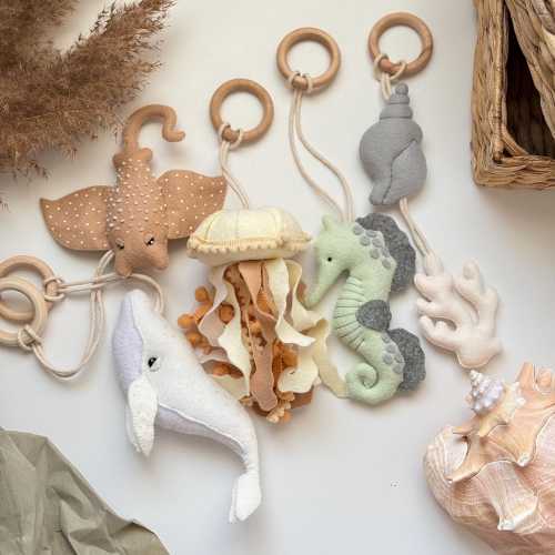 Baby Play Gym | Sea Animal Hanging Toys | Montessori Sensory Rattle Set | Toddler Developmental Toys | Baby Shower Gift for Expecting Moms