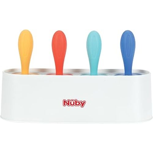 Nuby Stick Pops - (4-Count) Silicone Popsicle Molds for Toddlers and Babies 4+ Months - Easy to Make Frozen Treats or Baby Teething Relief