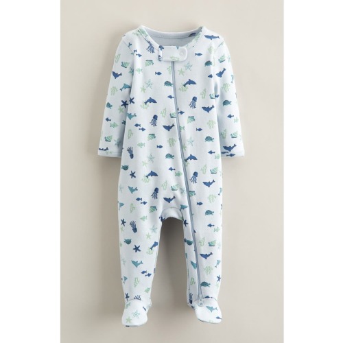 Print Zip Cotton Footie