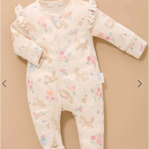 Kitten Printed Zip Growsuit