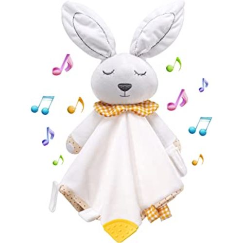 BEREST Rechargeable Baby Sleep Soother Bunny Lovey- White Noise| Heartbeat| Shushing| Lullaby Infant Sleeping Aid with Cry Sensor at Nap Time Routine, Newborn Gifts Plush Toddler Snuggle Blanket Toy