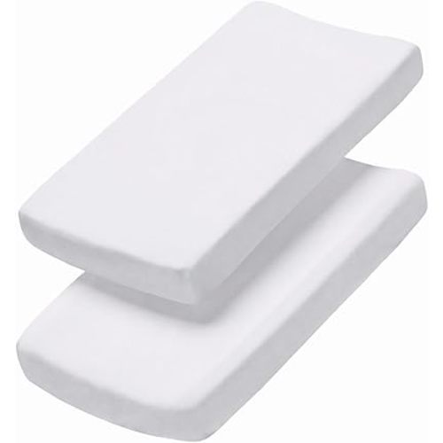 Changing Pad Cover - Pack of 2 Soft Unisex Diaper Change Microfiber Table Sheets - Fits 32"x16" Contoured Pad - Changing Pad Cover for Baby Boys & Girls - Snug, Machine Washable - Oeko-Tex, White Duo