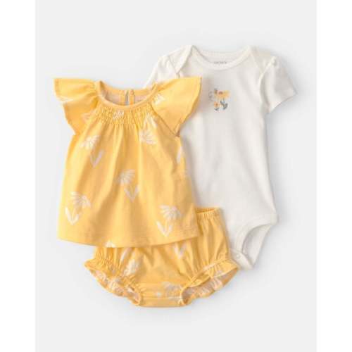 Baby Girl 3-Piece Flower Outfit Set - Yellow/White | Carter's