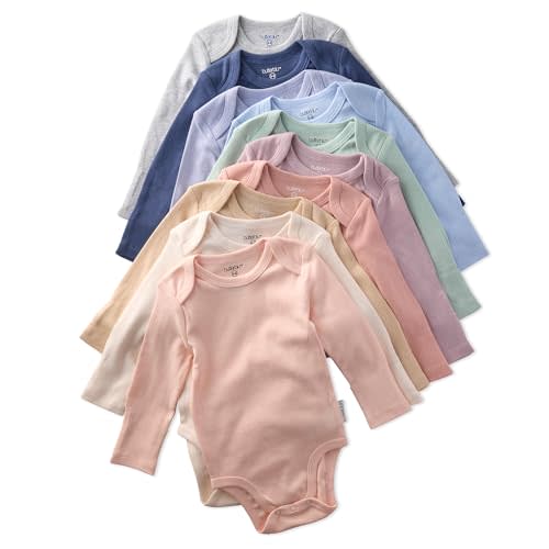 Butterblu Blake 10-Pack Long Sleeve Bodysuits​ 100% Organic Cotton, Unisex | GOTS certified Organic Cotton for Baby Girls, Boys, Unisex, Easy Snap On Closure, Made to Match Colors for Gifts