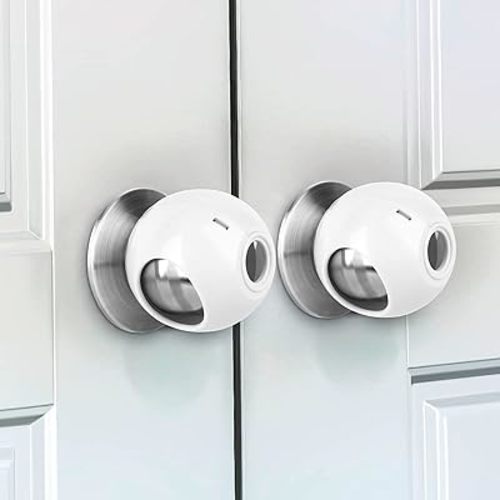 GRENFU Child Proof Door Knob Covers 6-Pack Universal Fit Baby Proof Door Knob Covers Prevents Toddlers from Opening Doors, Easy 1-Hand Use for Adults Door Knob Child Proof Cover Child Door Locks