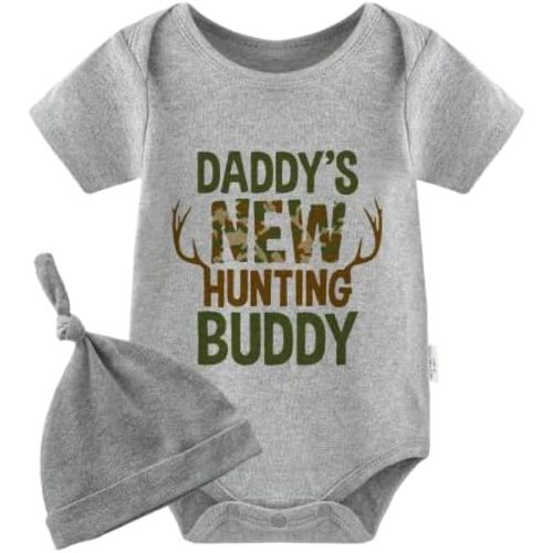 YSCULBUTOL Baby Twins Toddler Baby Boys Outfit Daddy´S New Hunting Buddy Newborn Clothing Baby Romper