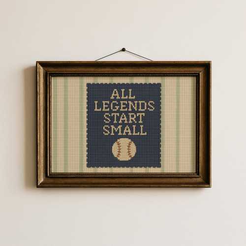 All Legends Start Small Print ∙ Vintage Sports Nursery Wall Art ∙ Print, Framed or Canvas