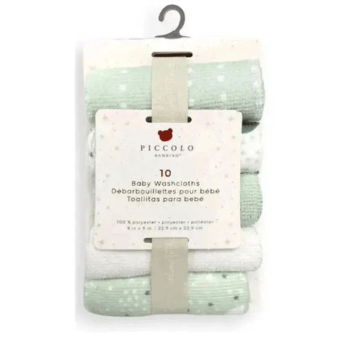 Piccolo Bambino - 10Pk Washcloth Set Green