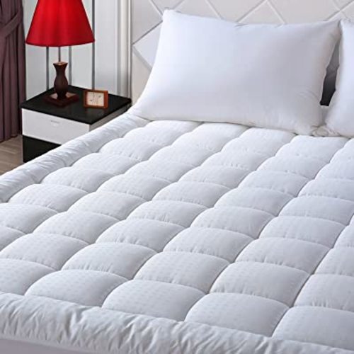 EASELAND Queen Size Mattress Pad Cotton Pillow Top Mattress Topper White