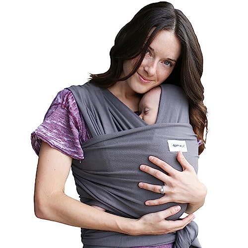 Sleepy Wrap Stretchy Ergonomic Baby Carrier Sling for Newborns to Toddlers - Hands-Free Lightweight Baby Wrap 7-35 lbs (Grey)