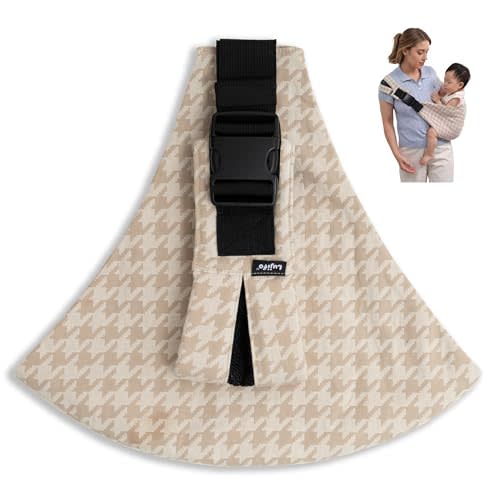Baby Sling Carrier for Toddler, Houndstooth Baby Carrier Sling, Premium Cotton Linen Adjustable in Both Front and Back Shoulder Strap, Portable and Lightweight Toddler Carrier
