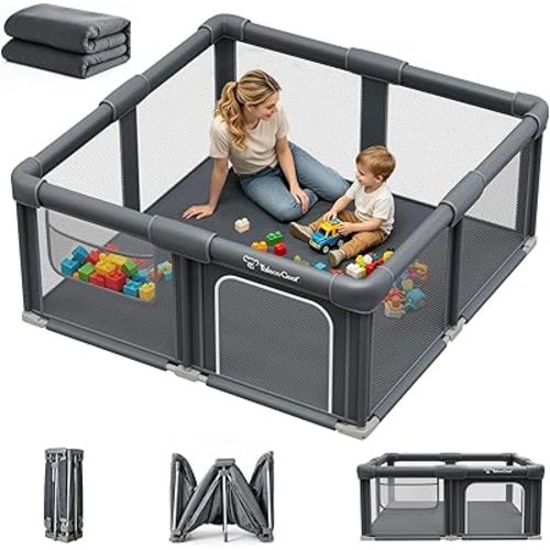 Foldable Baby Playpen, 50"x50" Playpen for Babies and Toddlers, Portable Play Yard with Mat, Baby Fence Play Area, Anti-Slip Pack and Play, Extra Large Play Pen Indoor Outdoor Kids Activity Center