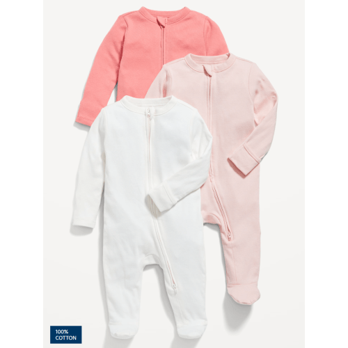Unisex 3-Pack Sleep & Play 2-Way-Zip Footed One-Piece for Baby