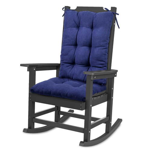 Shinnwa Rocking Chair Cushion Tufted Seat Cushion Set Non-Slip with Ties for Indoor Living Room,Blue