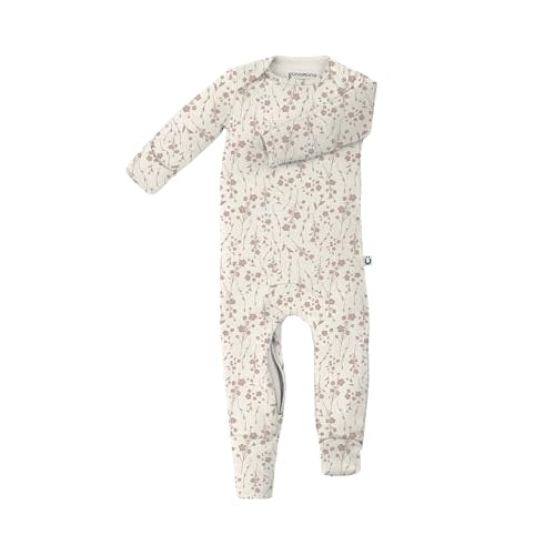 GUNAMUNA Convertible Baby Footie Pajamas, 2-in-1 Romper with Diaper-ZiP, Fold-Over Mittens & Cuffs