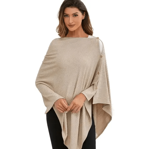 Nursing Cover for Baby Breastfeeding, Organic Cotton Knit Breastfeeding Cover, Warm Cozy Swaddle, Breathable and Soft, Wide Neck with Stretch for Easy View (Summer Wheat)