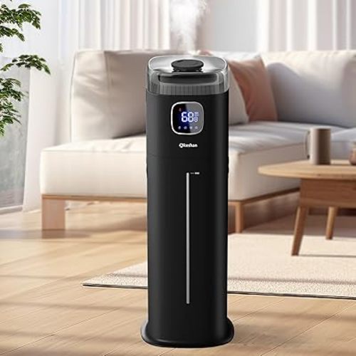 Large Humidifier for Bedroom, 9L/2.5Gal Ultrasonic Cool Mist, Easy Clean with 350ML/H Large Mist Speed, Remote control, Quiet Tower, Suitable for Kids Room Plant Yoga Study Room Office (Black)