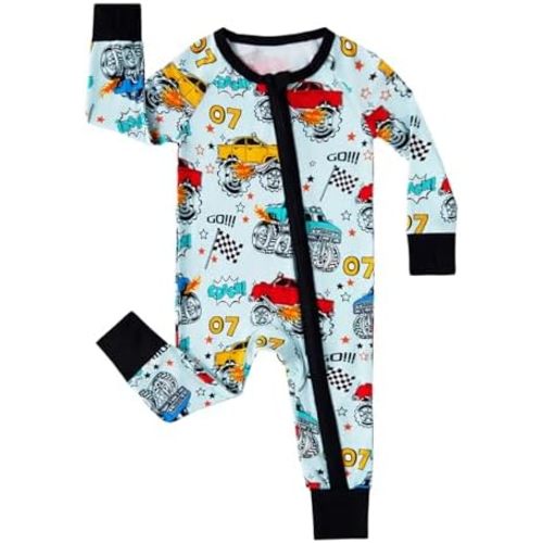 MOSSRIVER Bamboo Viscose Baby Long Sleeve Romper, Cute Pumpkin Prints Zipper Footless Jumpsuit, Toddler One-Piece Outfits