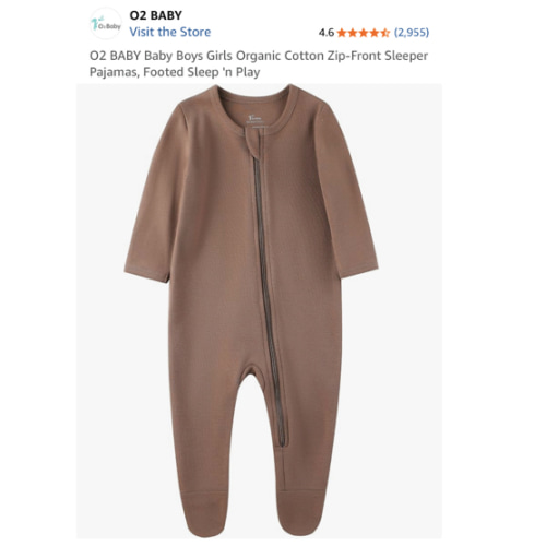 O2 BABY Baby Boys Girls Organic Cotton Zip-Front Sleeper Pajamas, Footed Sleep 'n Play