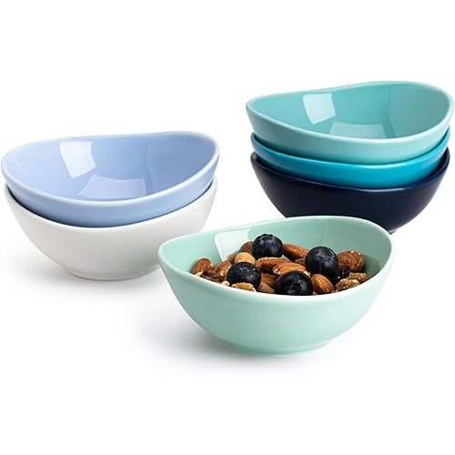 Sweese Porcelain Small Bowls 4 oz Set of 6 - Assorted Colors for Dipping, Snack, Sauce, Side Dishes - Microwave Dishwasher Safe
