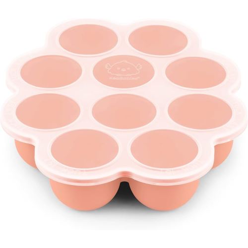 KeaBabies Silicone Food Freezer Trays with Lid, 2oz x 10 Pods Baby Food Storage Containers, Easy Puree Meal Prep, Breast Milk Silicone Freezer Molds, Dishwasher,Microwave Safe,BPA-Free(Roseate)