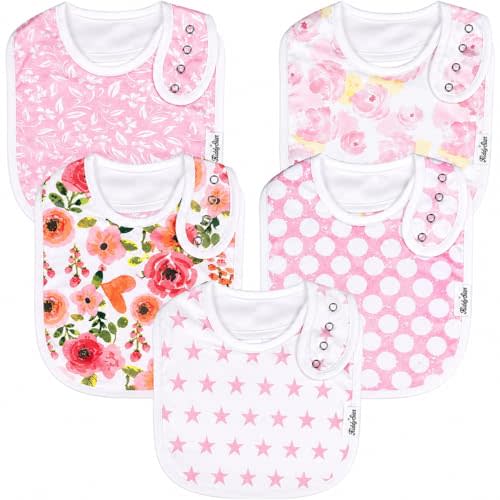 KiddyStar Premium Organic Cotton Bibs for Drooling & Teething Babies | Soft, 2-Layers, Absorbent Bibs for Baby Girl & Boy | Easy to Clean & Put On Bibs for Toddler, Newborn, Infant, 0-36 Months