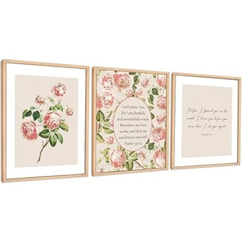 PQVRTMO Psalm 139:14 Christian Wall Art Poster Set of 3,I Will Praise You Bible Verses Wall Decor for Women Christian Home Church Prayer Room Wall Decoration 11x14 Inch,Unframed