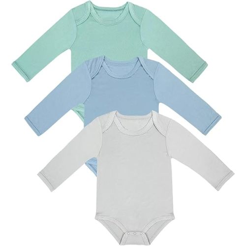 Rayon of Bamboo Baby Bodysuit, Long Sleeve Bodysuits for Boys Girls Infant Soft Clothes 0-24 Months