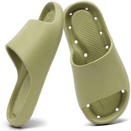 Shower Shoes for Women and Men Massage Slide Sandals Soft Cushioned Anti-Slip Pool Slides Comfort Quick Drying with Drain Holes Bathroom Slippers