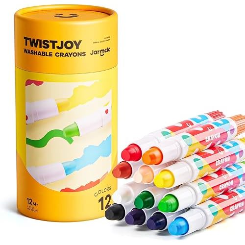 Jar Melo Jumbo Crayons for Toddlers, 12 Colors TwistJoy Crayon Non Toxic Washable Easy to Hold Large Crayons,Gift for Boys and Girls Back to School