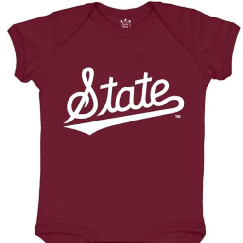Little King Mississippi State Bulldogs Baby MAROON Primary Logo One Piece - 311275748