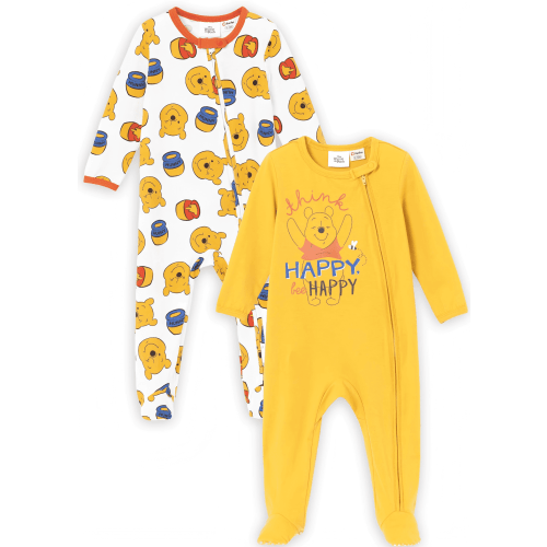 Disney Winnie the Pooh Baby Girls Boys Footed Coveralls 2 Pack Long Sleeve Zipper Romper One-Piece Outfits Gifts Sets