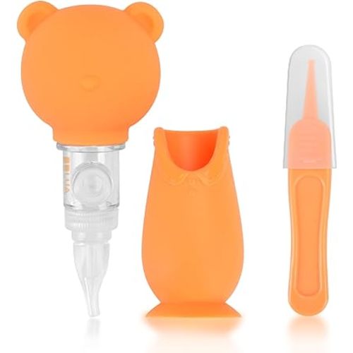 Manual Nasal Aspirator for Baby - Cute Bear-Shaped Nose Cleaner for Newborns & Toddlers, Gentle Suction for Congestion Relief, Easy to Use for Home & Travel