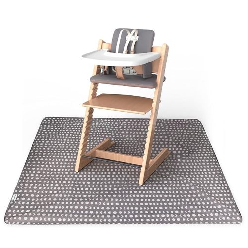 Tiny Twinkle Splat Mat for Under High Chair or Table | 51" x 51" Waterproof & Mess-Proof High Chair Mat for Baby, Machine Washable for Mealtime or Art(Sage Checkers)