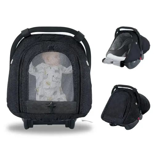 Fairy Baby Winter Car Seat Cover for Baby Carseat with Mesh Window(Black),Infant Warm&Cozy Car seat Covers Baby for Travel, Waterproof CarSeat Cover for Babies.