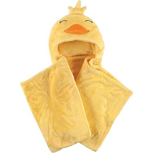 Hudson Baby Unisex Baby and Toddler Hooded Animal Face Plush Blanket, Yellow Duck, One Size