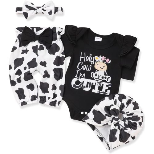 FoWear Baby Girl Clothes Long Sleeve Ruffle Button up Romper and Solid Color Flare Pants Fall Winter Baby Girl Outfit