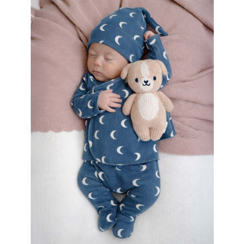 Organic Waffle Kimono & Pant Set, Midnight Moon