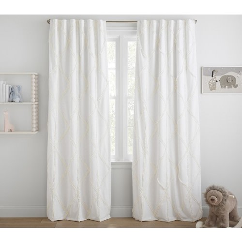 Casual Ruffle Applique Cotton Blackout Curtain Panel