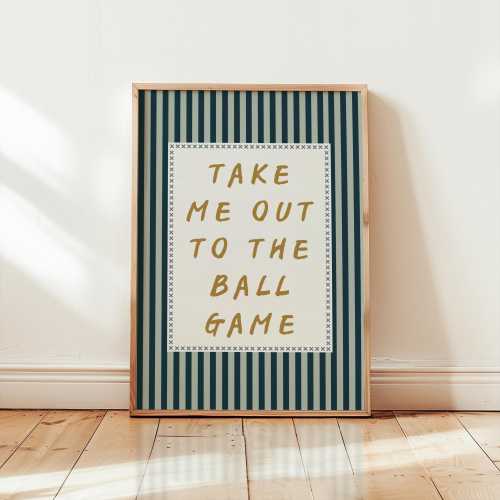 Baseball Digital Print | Take Me Out to the Ballgame | Digital Download Wall Art | Baby Boy Room Decor | Blue Nursery Printable | Boys Room