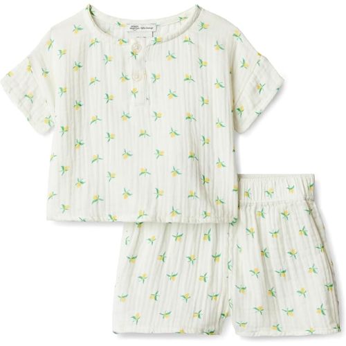 Amazon Essentials x Sofia Grainge Cotton Gauze Shirt & Shorts Play Set 2T Ivory Lemon