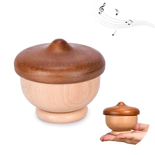 Acorn Music Box - Handmade Solid Beech Wooden Acorn for Boys, for Birthday Mother's Day, for Women, Handmade Music Boxes Craft, Large Acorn Decor for Home