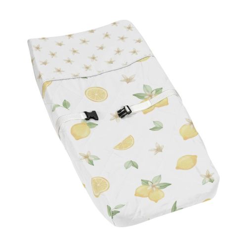 Sweet Jojo Designs Girl Changing Pad Cover Lemon Yellow White and Green