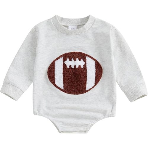 Newborn Football Outfit Baby Boy Girl Embroidery Bubble Romper Long Sleeve Jumpsuit Cute Infant Fall Clothes